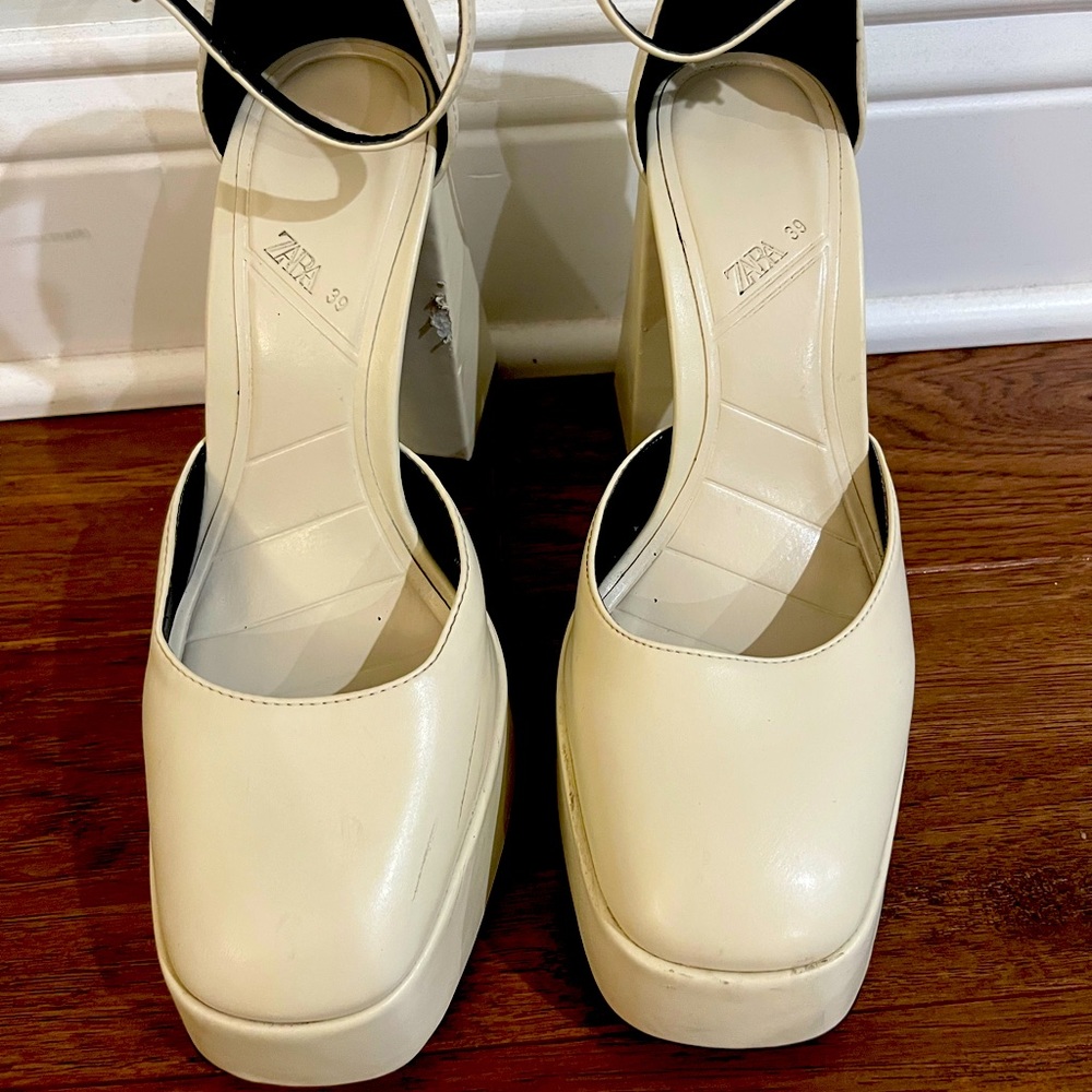 Zara nude chunky platform high heel size 8.5